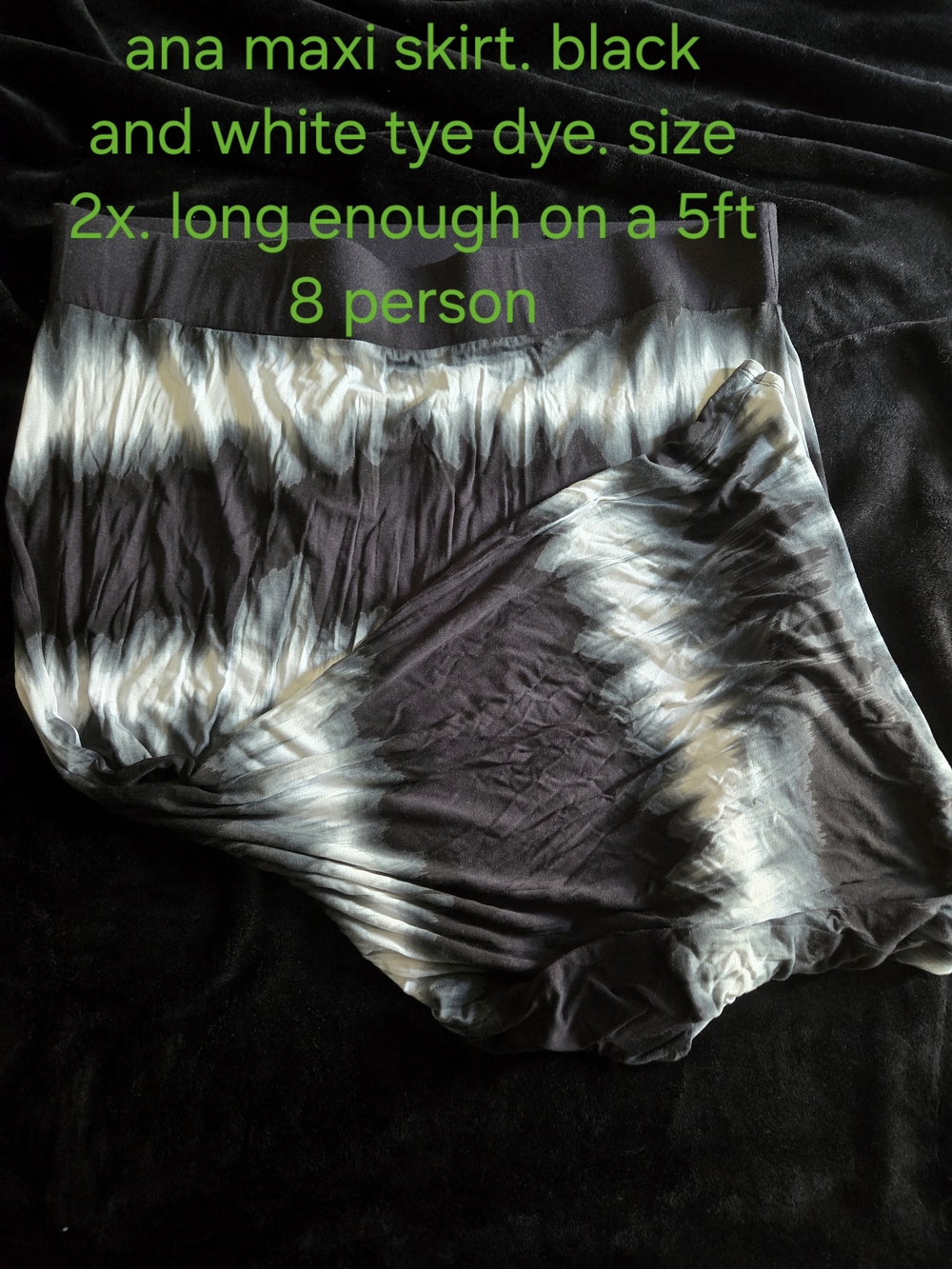 a.n.a Black and White Tie-Dye Maxi Skirt